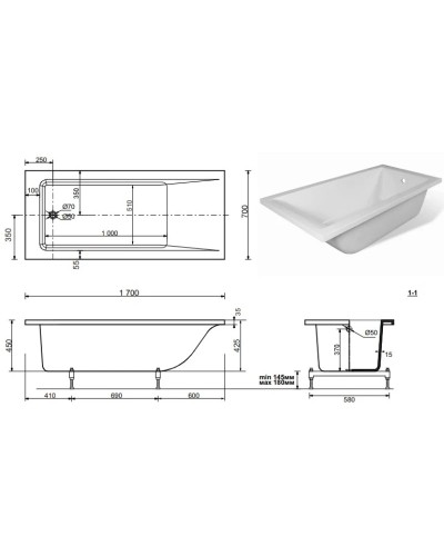 Панель фронтальная 170 см Эстет Дельта FP00000939