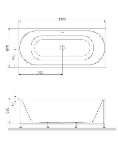 Панель фронтальная 180 см Am.Pm Bliss L W53A-180-080W-PRB