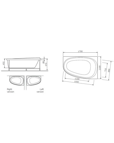 Панель фронтальная 170 см Am.Pm Like W80A-170U110W-P