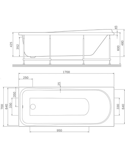Панель фронтальная 170 см Am.Pm Like W80A-170-070W-P