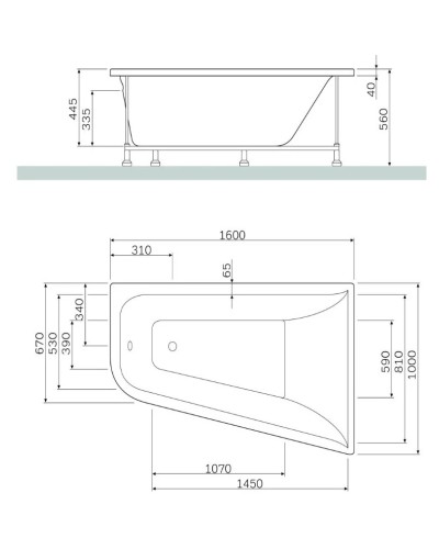 Панель фронтальная 160 см R Am.Pm Spirit W72A-160R100W-P2