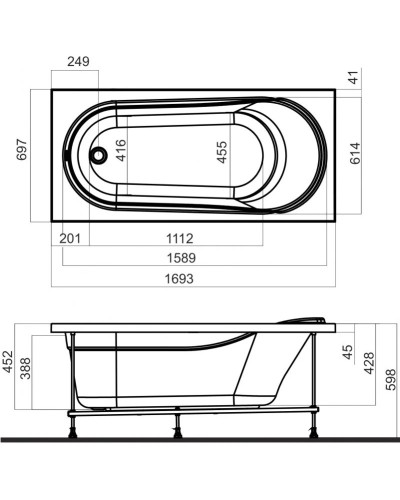 Панель фронтальная 169,3 см Am.Pm Joy W85A-170-070W-P