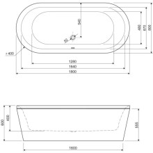 Панель фронтальная 180 см Cezares Metauro METAURO-Central-180-SCR-W37