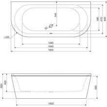 Панель фронтальная 180 см Cezares Metauro METAURO-wall-180-SCR-W37