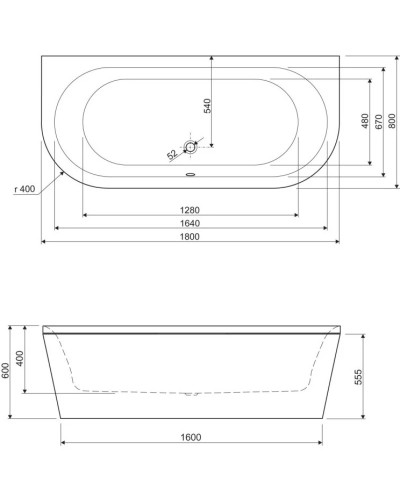 Панель фронтальная 180 см Cezares Metauro METAURO-wall-180-SCR-W37
