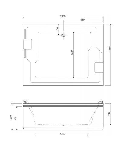 Панель фронтальная 190 см Cezares Plane Duo PLANE_DUO-190-SCR-W37
