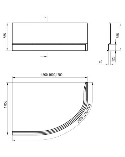 Панель фронтальная 150 A R Ravak Rosa II CZJ1200AN0