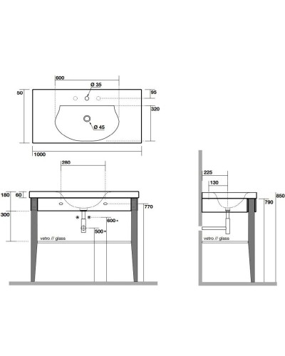 Деревянные ножки для раковины Kerasan Bentley темный ясень 916947 Frassino scuro
