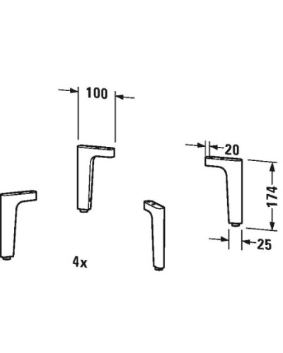Комплект ножек для тумбы 4 штуки Duravit UV991900000