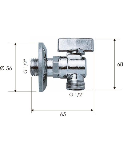 Запорный вентиль Remer 2611212 для стиральной машины Хром