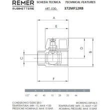 Запорный вентиль Remer 372MF12RB Хром