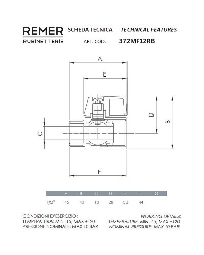 Запорный вентиль Remer 372MF12RB Хром