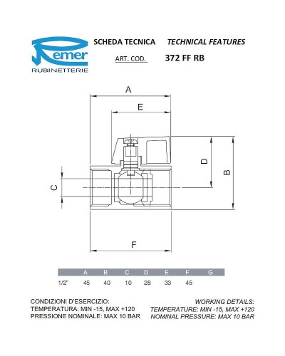 Запорный вентиль Remer 372FF12RB Хром