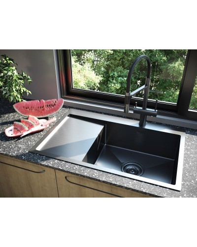 Кухонная мойка Paulmark Elde 78 PM807851-GMR Вороненая сталь