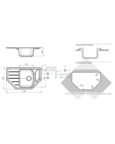 Кухонная мойка красный марс GranFest Corner GF-C800E