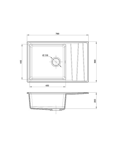 Кухонная мойка GranFest Level GF-LV-760L Черная