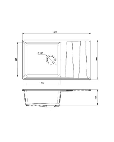 Кухонная мойка GranFest Level GF-LV-860L Белая