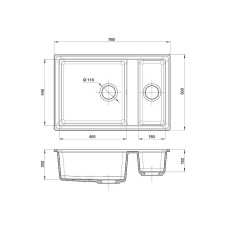 Кухонная мойка GranFest Level GF-LV-760K Бежевая