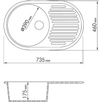 Кухонная мойка серый Rossinka RS74-46RW-Gray-Quartz