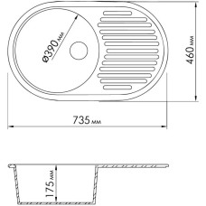 Кухонная мойка серый Rossinka RS74-46RW-Gray-Quartz