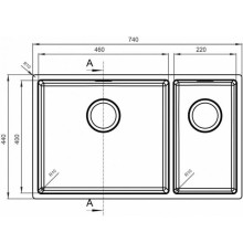 Кухонная мойка Florentina Оптима-740 OHM.460/220.400.В.20.S.10 Нержавеющая сталь сатинированная