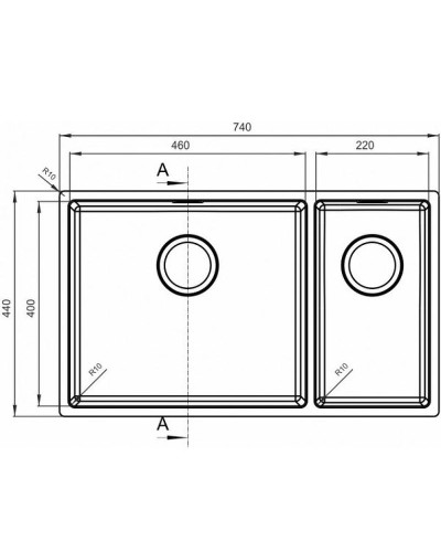 Кухонная мойка Florentina Оптима-740 OHM.460/220.400.В.20.S.10 Нержавеющая сталь сатинированная