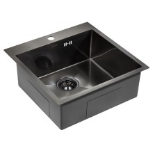 Кухонная мойка Paulmark Kroner 51 PM215151-GM Вороненая сталь