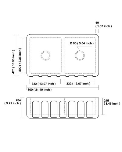 Кухонная мойка Kerasan Hannah Surrey 80 545001 Белая