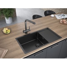 Кухонная мойка Paulmark Platte 78 PM807844-GM Вороненая сталь
