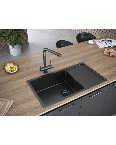 Кухонная мойка Paulmark Platte 78 PM807844-GM Вороненая сталь