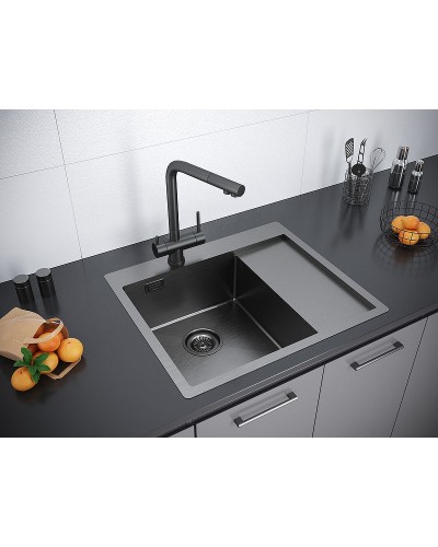 Кухонная мойка Paulmark Alster 59 PM825951-GML Вороненая сталь