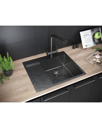 Кухонная мойка Paulmark Alster 59 PM825951-GMR Вороненая сталь