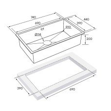 Кухонная мойка Paulmark Valde 74 PM217444-GM Вороненая сталь