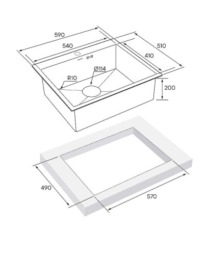 Кухонная мойка Paulmark Brim 59 PM215951-GM Вороненая сталь