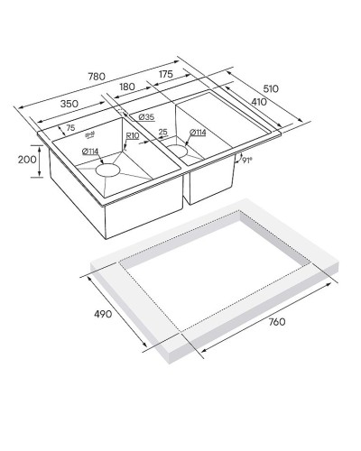 Кухонная мойка Paulmark Liga 78 PM227851-GML Вороненая сталь