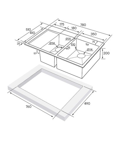 Кухонная мойка Paulmark Liga 78 PM227851-BSR Брашированная сталь