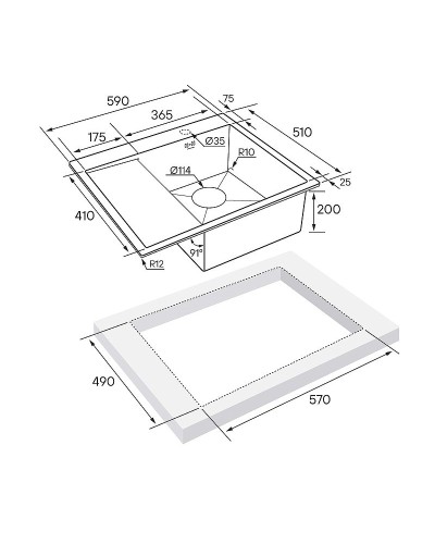 Кухонная мойка Paulmark Flank 59 PM225951-GMR Вороненая сталь