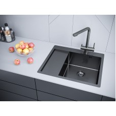 Кухонная мойка Paulmark Flank 59 PM225951-GMR Вороненая сталь