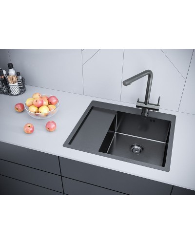Кухонная мойка Paulmark Flank 59 PM225951-GMR Вороненая сталь