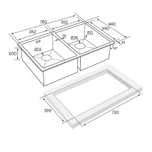 Кухонная мойка Paulmark Twin 78 PM237844-BS Брашированная сталь