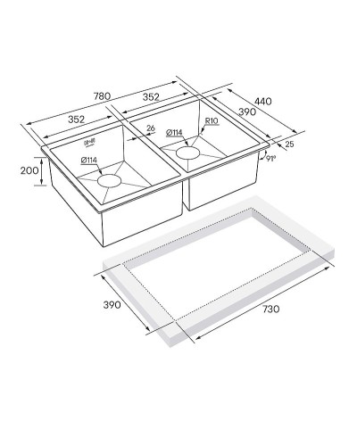 Кухонная мойка Paulmark Twin 78 PM237844-BS Брашированная сталь