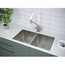 Кухонная мойка Paulmark Twin 78 PM237844-BS Брашированная сталь