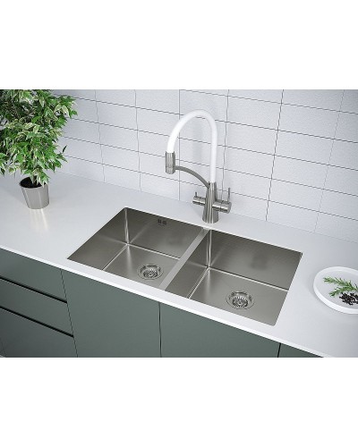 Кухонная мойка Paulmark Twin 78 PM237844-BS Брашированная сталь