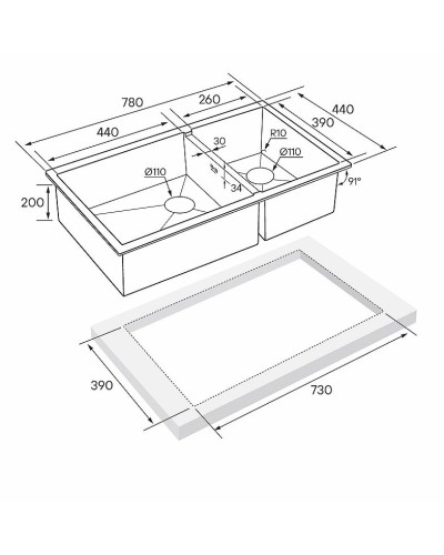 Кухонная мойка Paulmark Axel 78 PM227844-GM Вороненая сталь