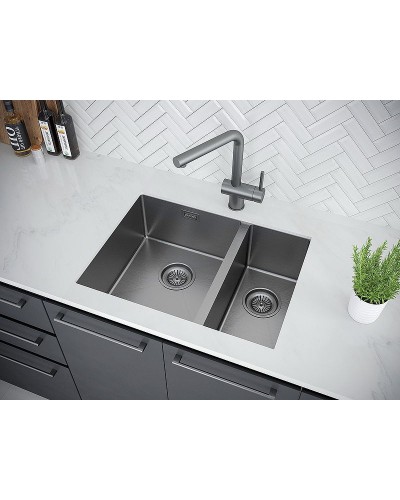Кухонная мойка Paulmark Annex 59 PM545944-GML Вороненая сталь