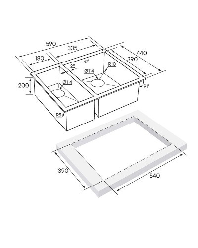 Кухонная мойка Paulmark Zusat 59 PM225944-GMR Вороненая сталь
