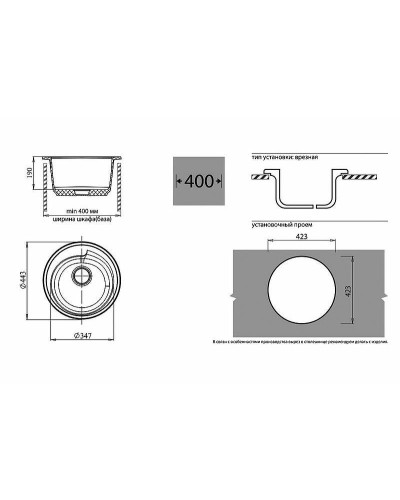 Кухонная мойка GranFest Rondo GF-R450 Серая