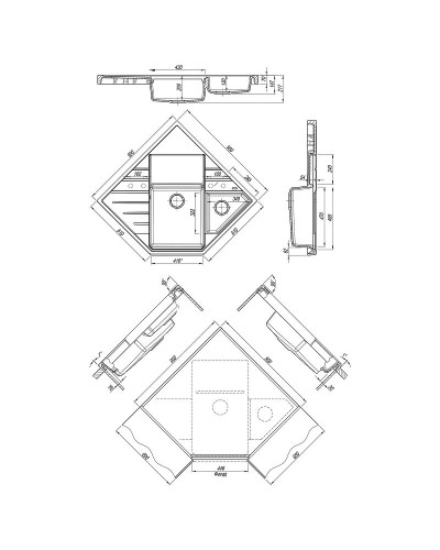 Кухонная мойка Florentina Бомбей-900 20.375.J0900.105 Коричневая