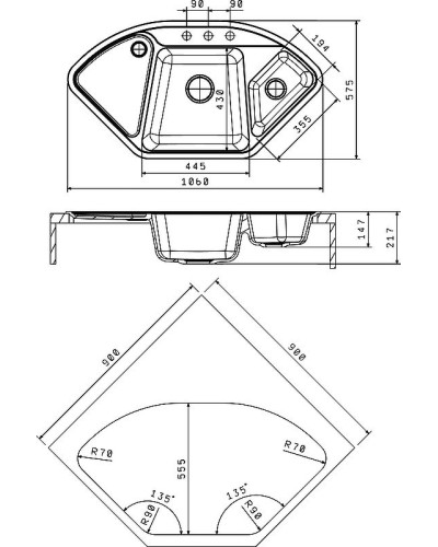Кухонная мойка Florentina Капри-1060 20.185.J1060.202 Шампань