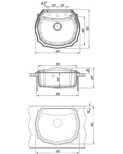 Кухонная мойка Florentina Эмилия-640 20.355.D0640.201 Жасмин